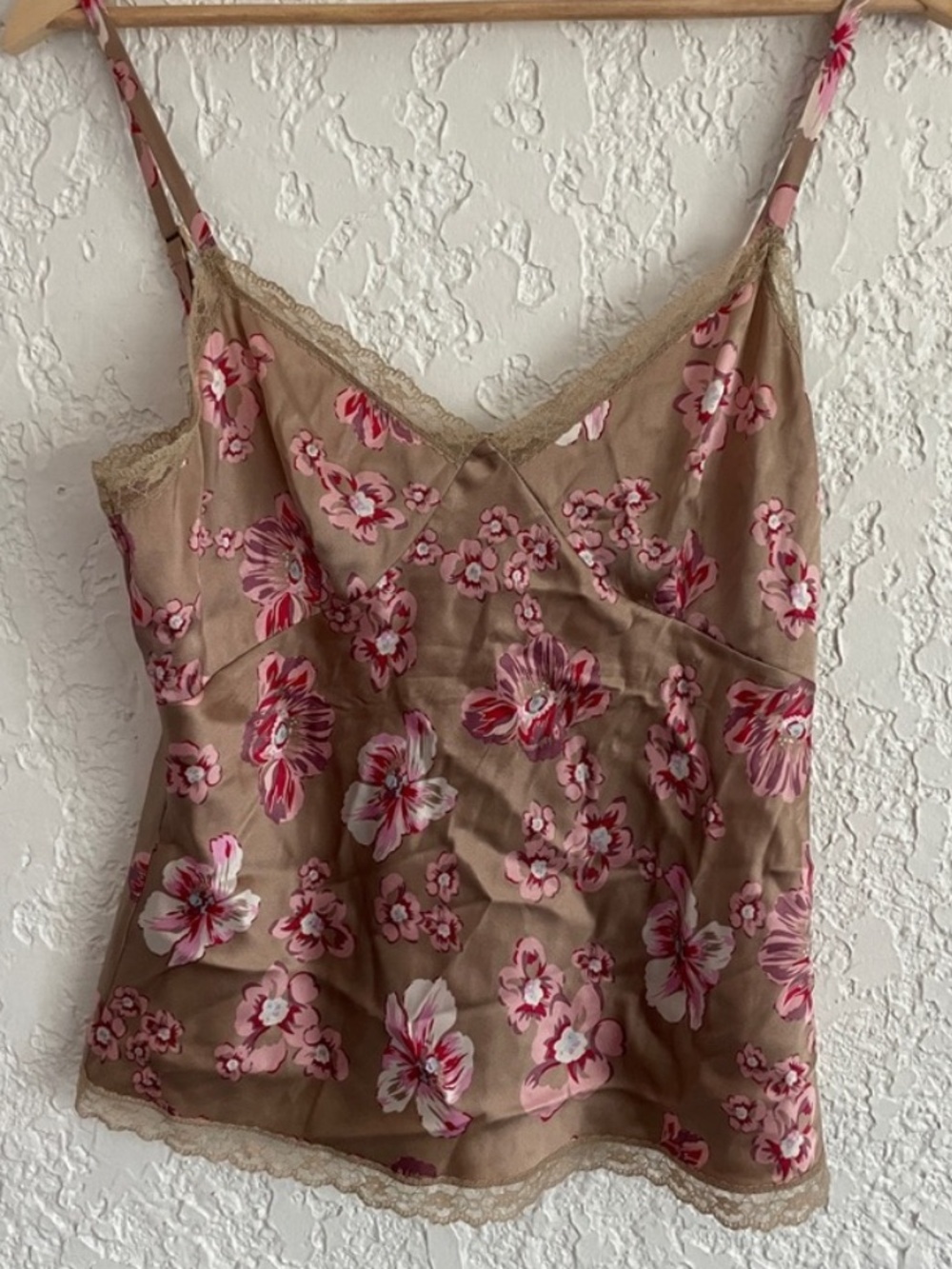 EXPRESS® RARE Vintage Y2K Silk Sweetheart Romantic Floral Cami Babydoll Top- M